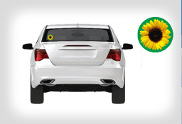 Image of car with Sunflower sticker on rear
